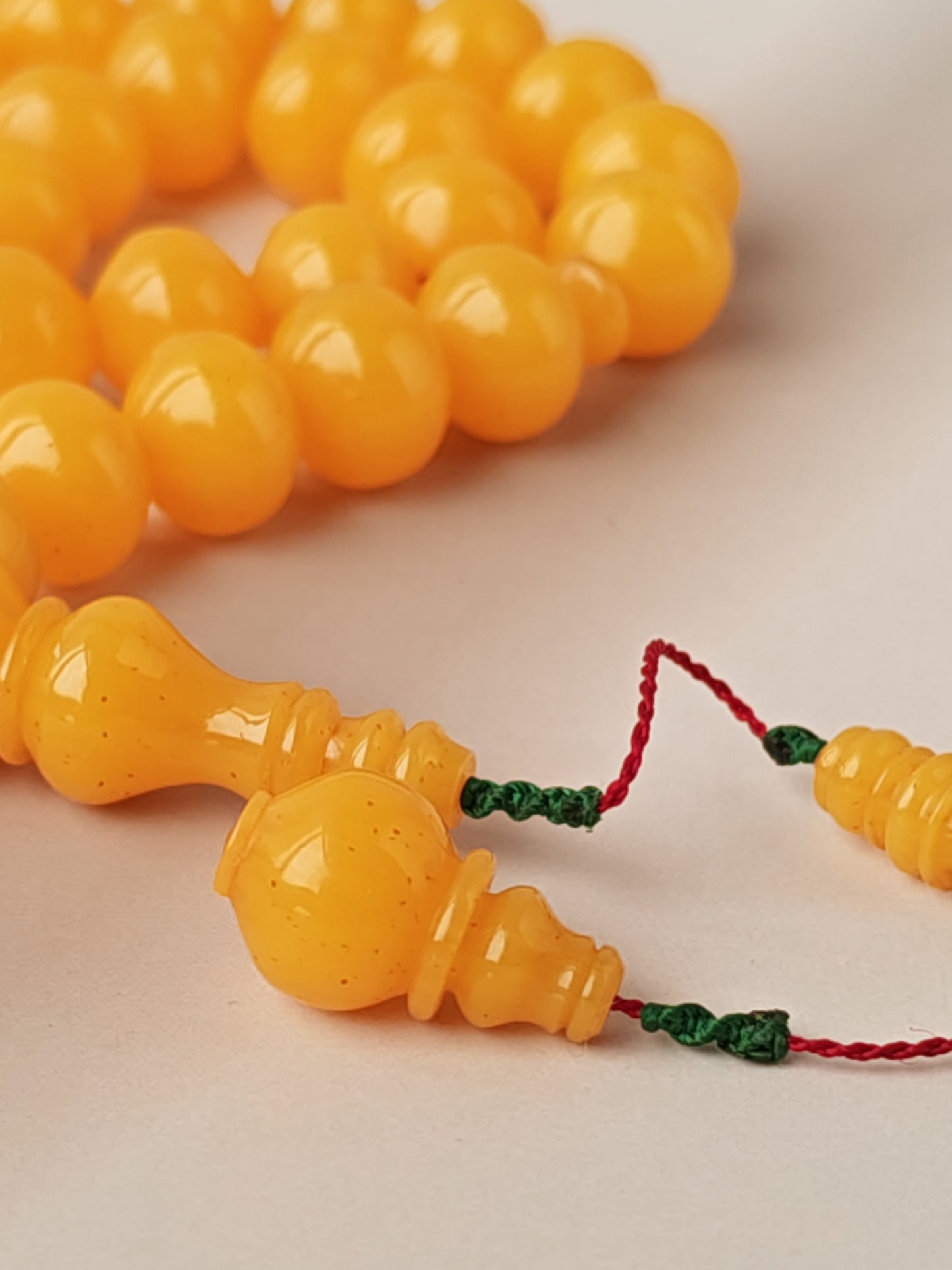 Lemon German Bakelite Misbah with Nemesh | 33 Istanbul Shape Beads | 46.5g