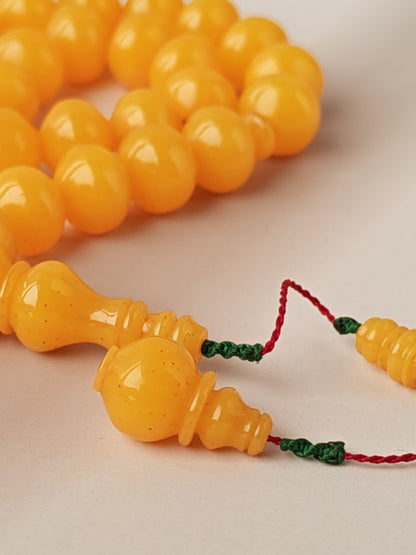 Lemon German Bakelite Misbah with Nemesh | 33 Istanbul Shape Beads | 46.5g