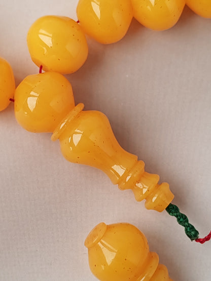 Lemon German Bakelite Misbah with Nemesh | 33 Istanbul Shape Beads | 46.5g