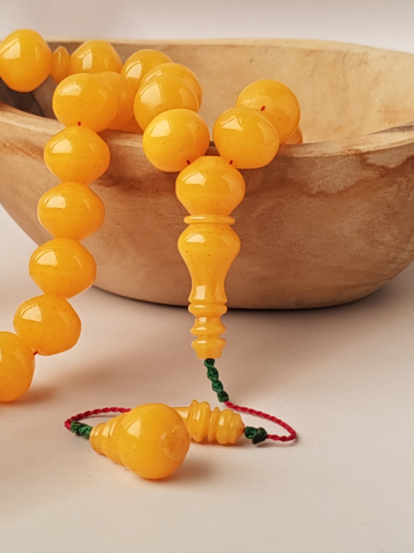 Lemon German Bakelite Misbah with Nemesh | 33 Istanbul Shape Beads | 46.5g
