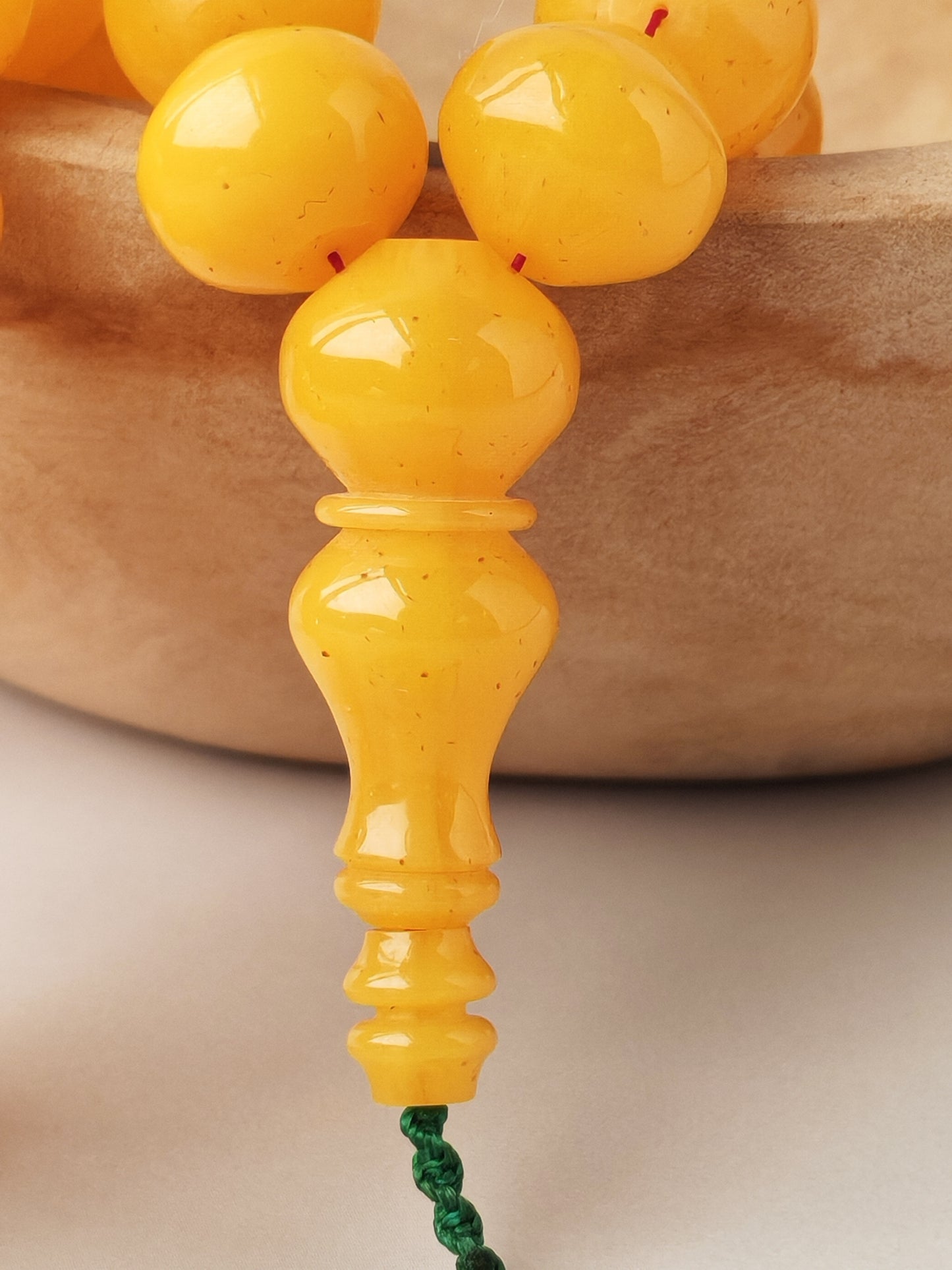 Lemon German Bakelite Misbah with Nemesh | 33 Istanbul Shape Beads | 46.5g