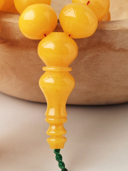 Lemon German Bakelite Misbah with Nemesh | 33 Istanbul Shape Beads | 46.5g