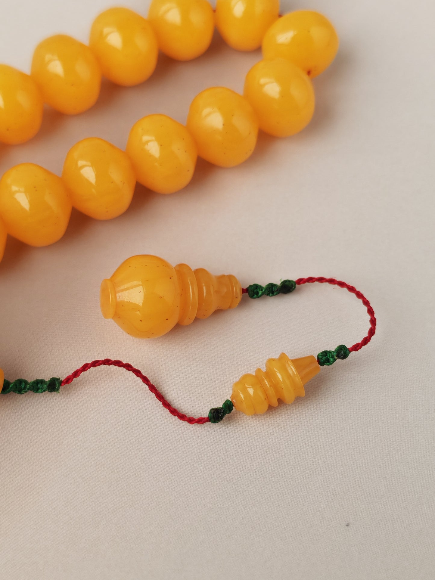 Lemon German Bakelite Misbah with Nemesh | 33 Istanbul Shape Beads | 46.5g