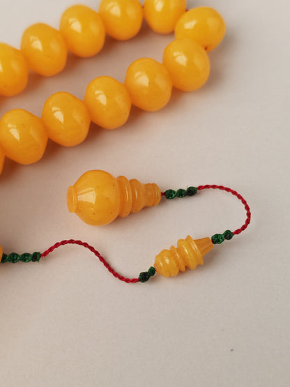 Lemon German Bakelite Misbah with Nemesh | 33 Istanbul Shape Beads | 46.5g