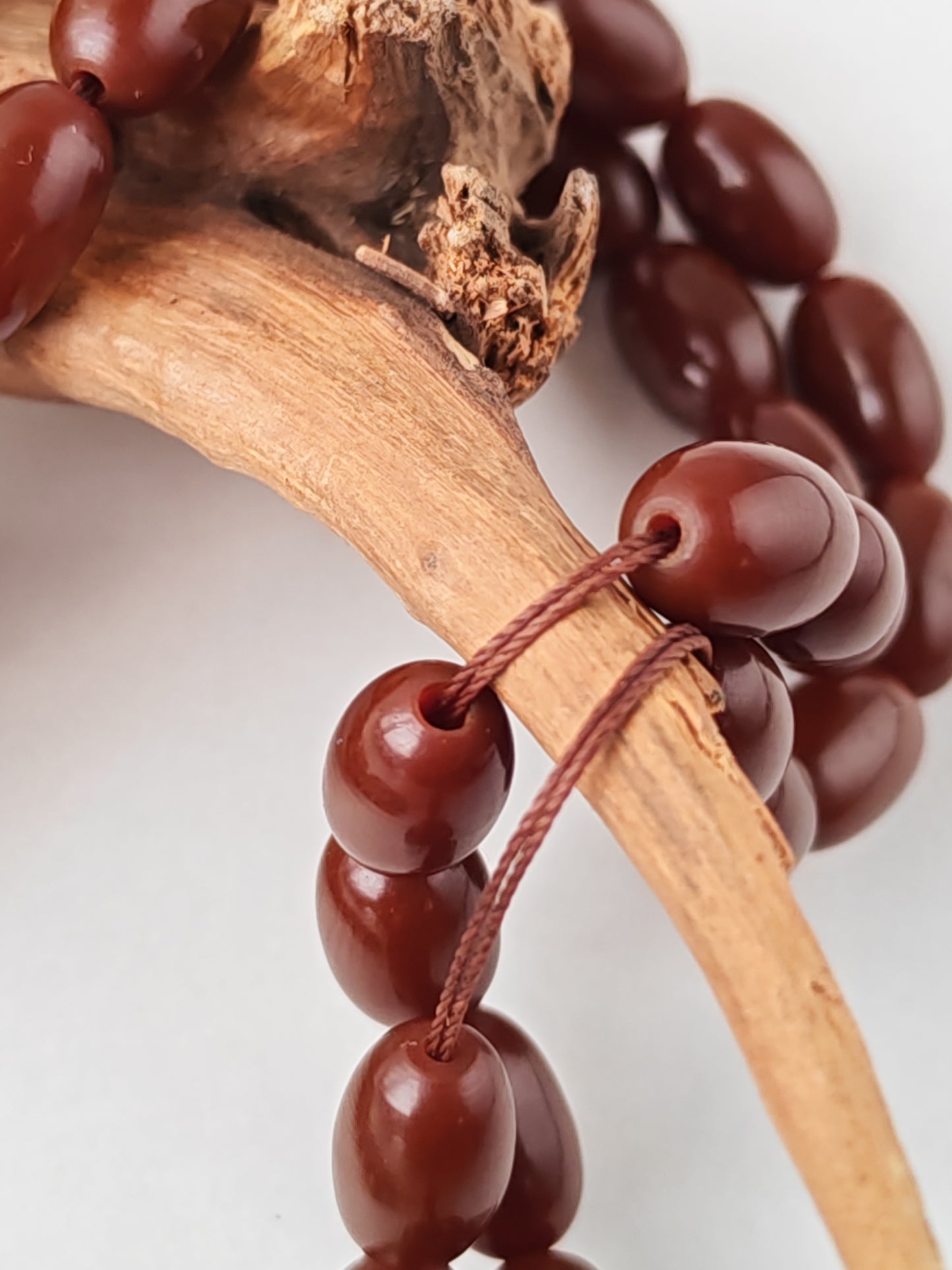Dark Brown German Bakelite Tasbih | 49 Olive Beads | Antique Egyptian Craft | 30.7g