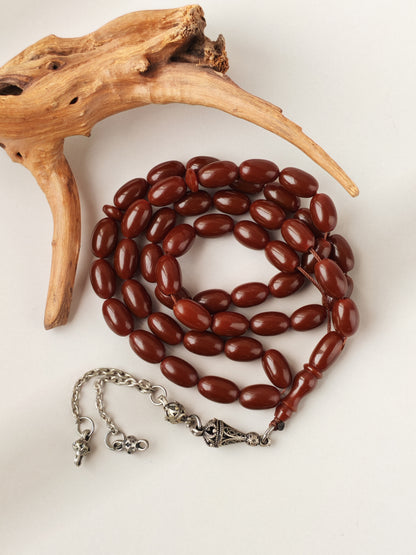 Dark Brown German Bakelite Tasbih | 49 Olive Beads | Antique Egyptian Craft | 30.7g
