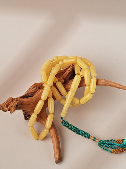 Matt Butterscotch Micro Baltic Amber Rosary | 38 Capsule Beads | Pocket Size | 15g