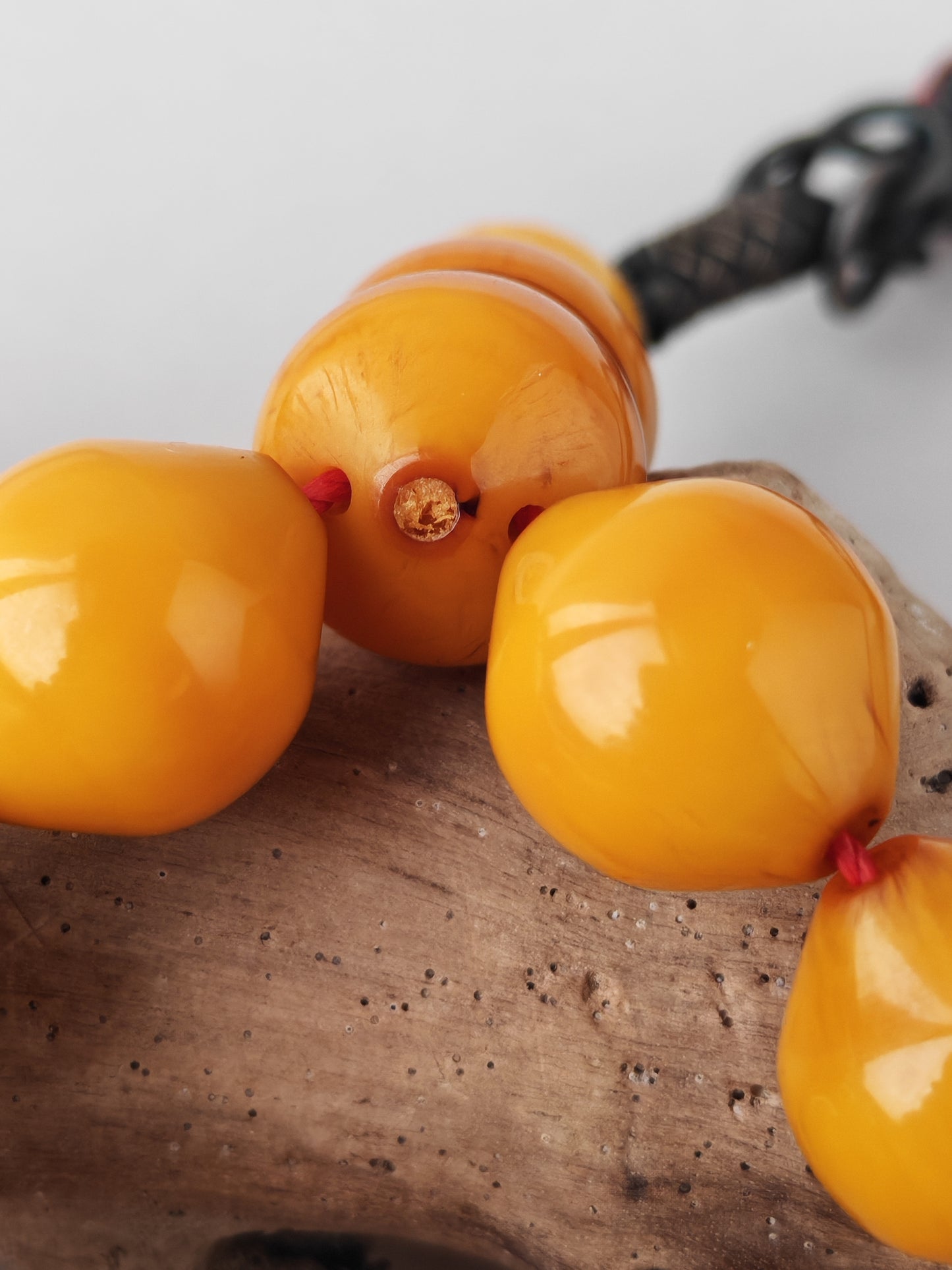 Yellow & Red Vein Belgian Bakelite Tasbih | 55 Istanbul Beads | Silver 1000 | Egyptian Master | 84g