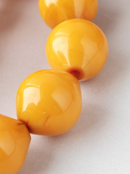 Yellow & Red Vein Belgian Bakelite Tasbih | 55 Istanbul Beads | Silver 1000 | Egyptian Master | 84g