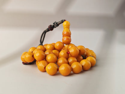 Yellow & Red Vein Belgian Bakelite Tasbih | 55 Istanbul Beads | Silver 1000 | Egyptian Master | 84g