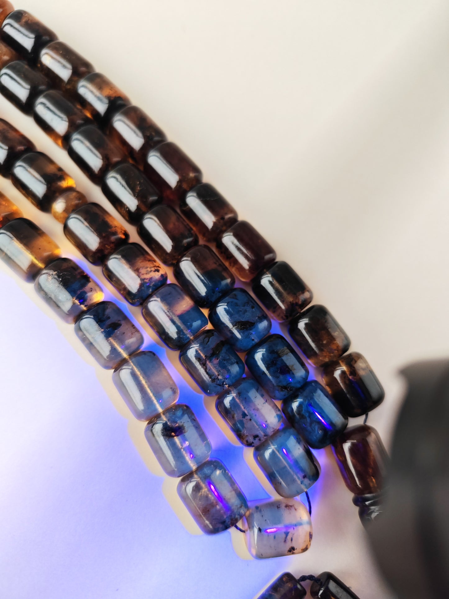 Dominican Blue Amber Tasbih | 45 Barrel Beads | Amber Tassel | 66.5g