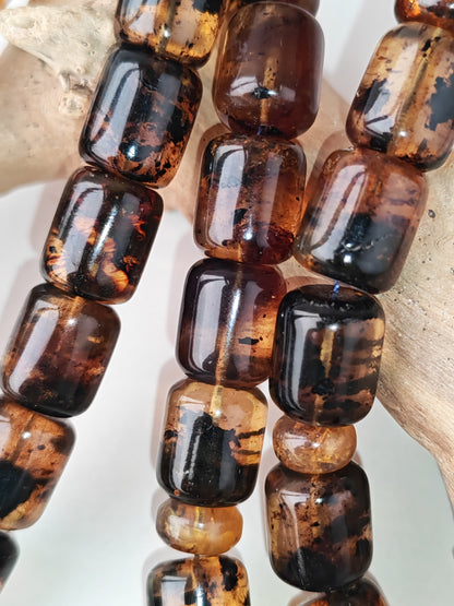 Dominican Blue Amber Tasbih | 45 Barrel Beads | Amber Tassel | 66.5g