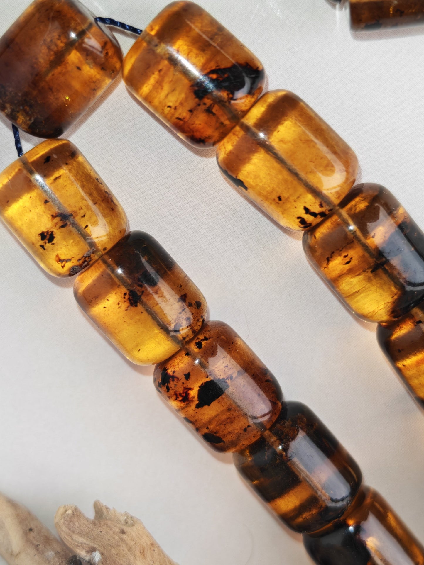Dominican Blue Amber Tasbih | 45 Barrel Beads | Amber Tassel | 66.5g