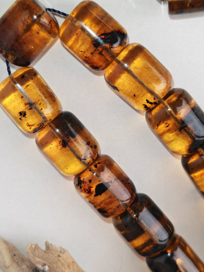 Dominican Blue Amber Tasbih | 45 Barrel Beads | Amber Tassel | 66.5g