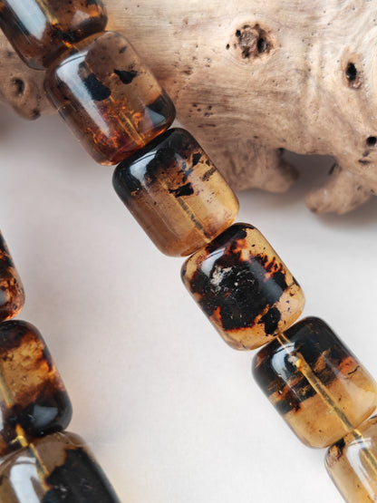 Dominican Blue Amber Tasbih | 45 Barrel Beads | Amber Tassel | 66.5g