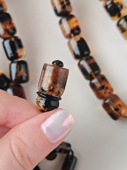 Dominican Blue Amber Tasbih | 45 Barrel Beads | Amber Tassel | 66.5g