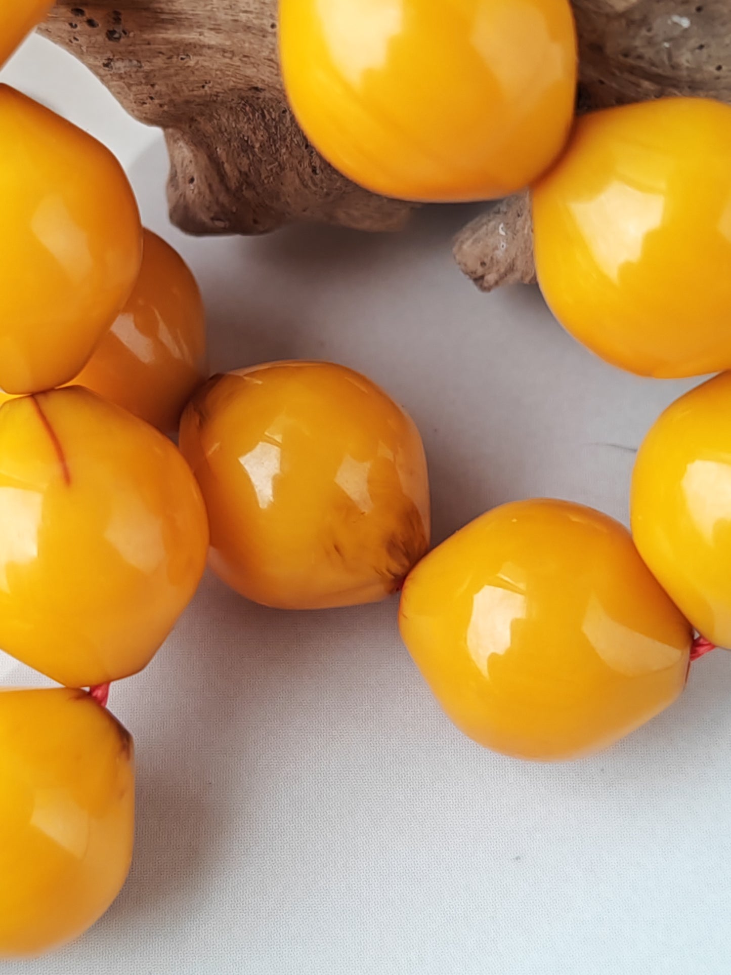 Antique & Rare Yellow & Red Vein Belgian Bakelite Tasbih | 33 Istanbul Shape Beads | Silver 1000 | Egyptian Master | 53g