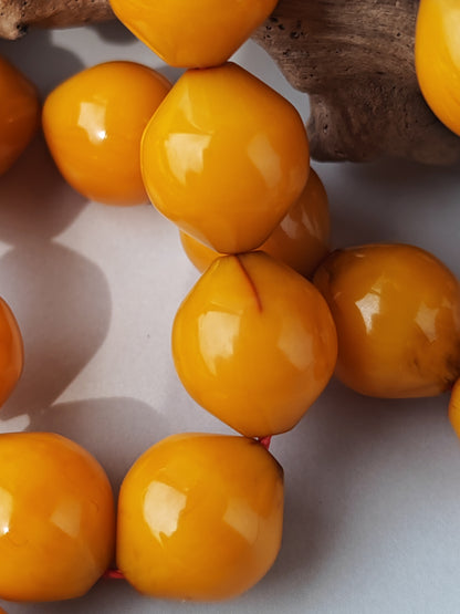 Antique & Rare Yellow & Red Vein Belgian Bakelite Tasbih | 33 Istanbul Shape Beads | Silver 1000 | Egyptian Master | 53g
