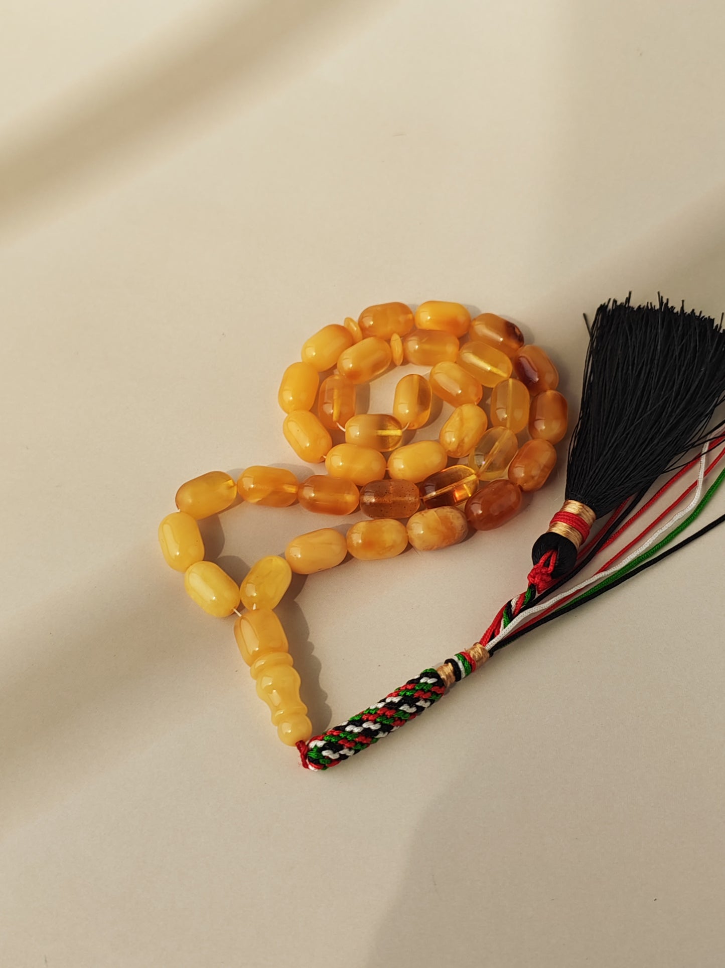 Multi-Color Baltic Amber Tasbih | 33 Micro Barrel Beads | Pocket Size | 20g