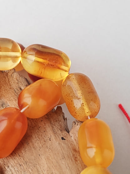 Multi-Color Baltic Amber Tasbih | 33 Micro Barrel Beads | Pocket Size | 20g