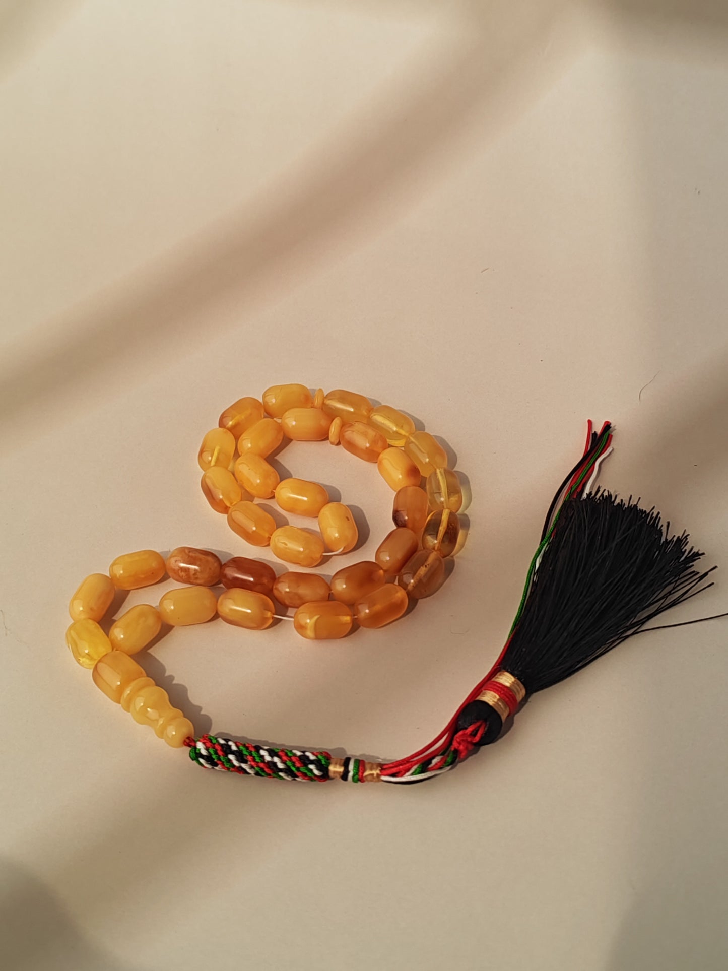 Multi-Color Baltic Amber Tasbih | 33 Micro Barrel Beads | Pocket Size | 20g