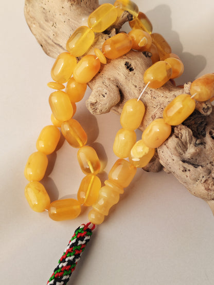 Multi-Color Baltic Amber Tasbih | 33 Micro Barrel Beads | Pocket Size | 20g