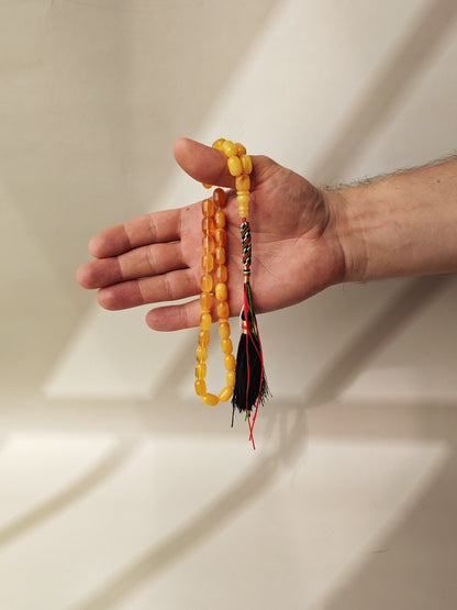 Multi-Color Baltic Amber Tasbih | 33 Micro Barrel Beads | Pocket Size | 20g