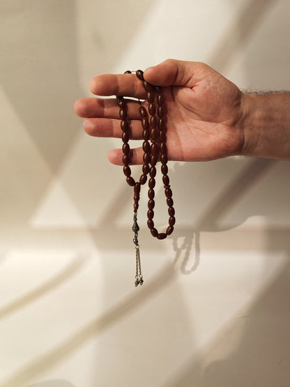 Dark Brown German Bakelite Tasbih | 49 Olive Beads | Antique Egyptian Craft | 30.7g