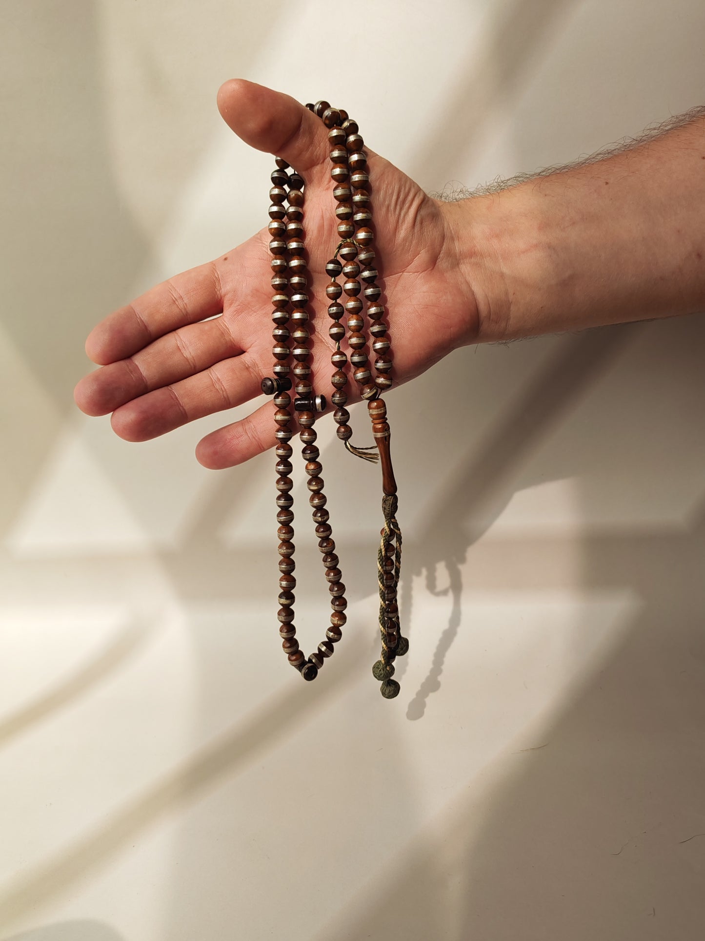 Antique Kokka Seed Wood Tasbih | 99 Round Beads | 8mm | Silver Rings | 2000 Prayer Extensions