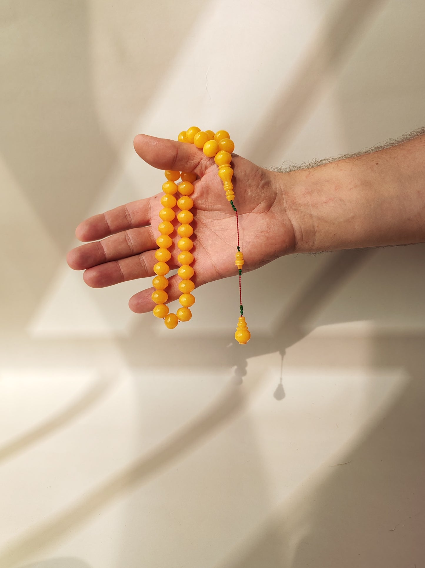 Lemon German Bakelite Misbah with Nemesh | 33 Istanbul Shape Beads | 46.5g