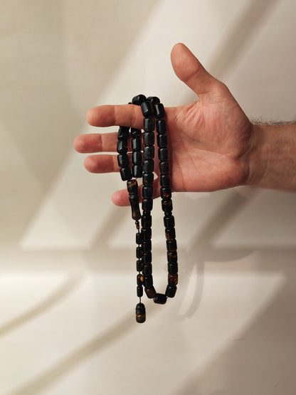 Dominican Blue Amber Tasbih | 45 Barrel Beads | Amber Tassel | 68g