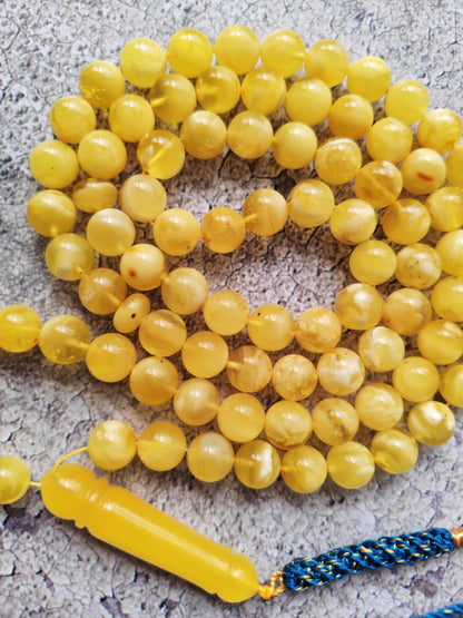 Butterscotch Amber Tasbih – 85 Beads | Unique Half - Half  Imami | 8.5–9mm