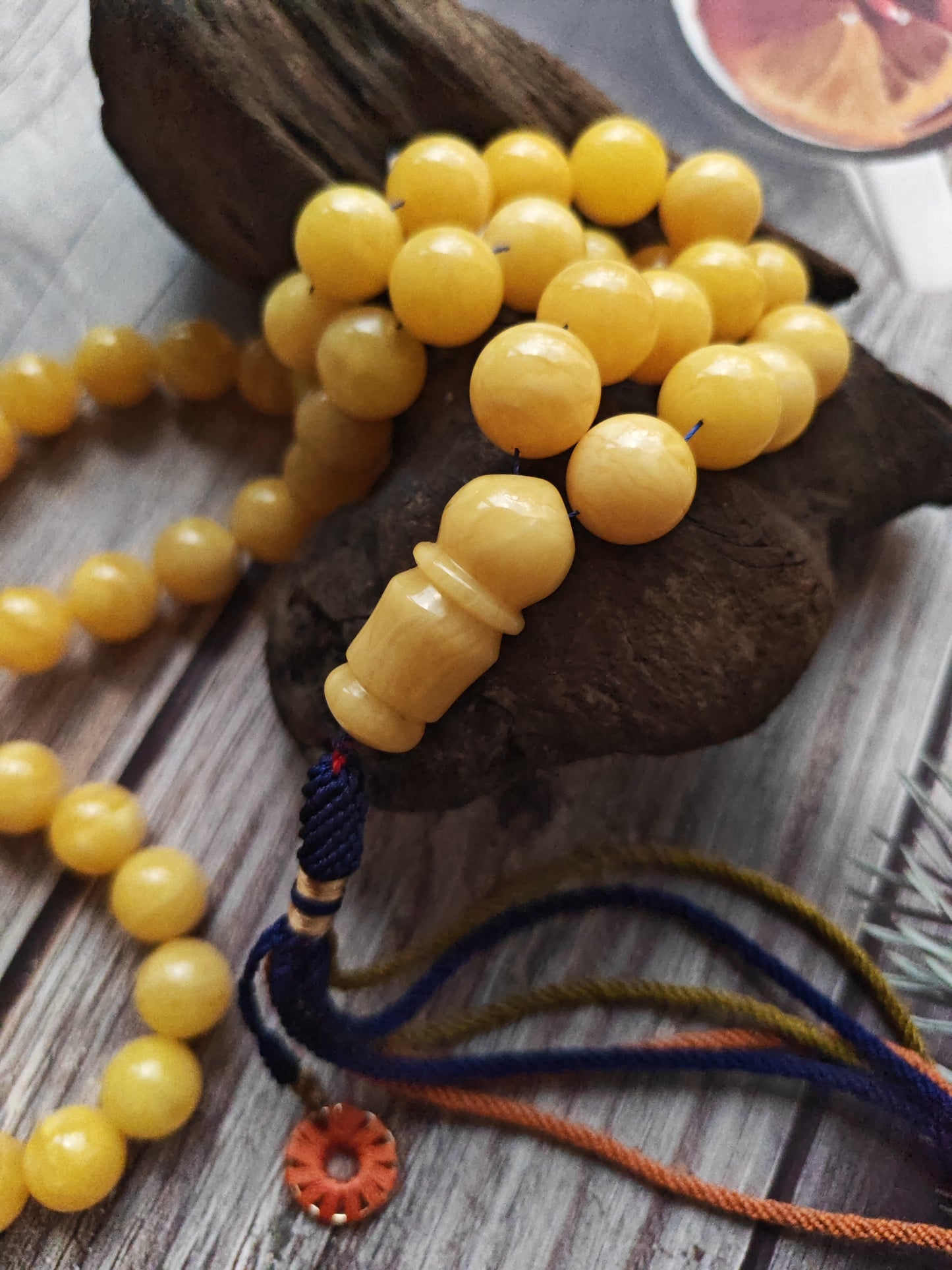Bold Natural Amber Misbah – 51 Large Beads | Butterscotch & Royal White Pattern | Short Imami