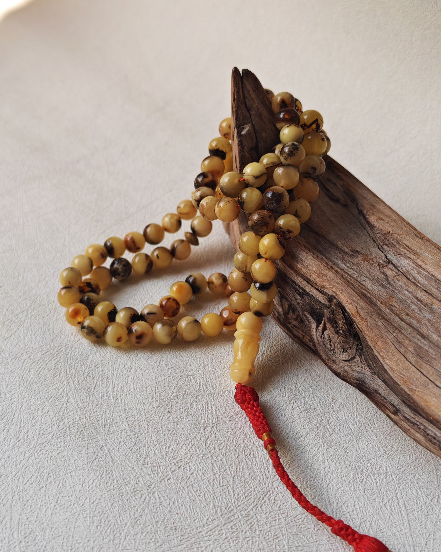 Oreo| Marble Pattern Natural Amber Rosary – 99 Beads | Multicolor Baltic Amber