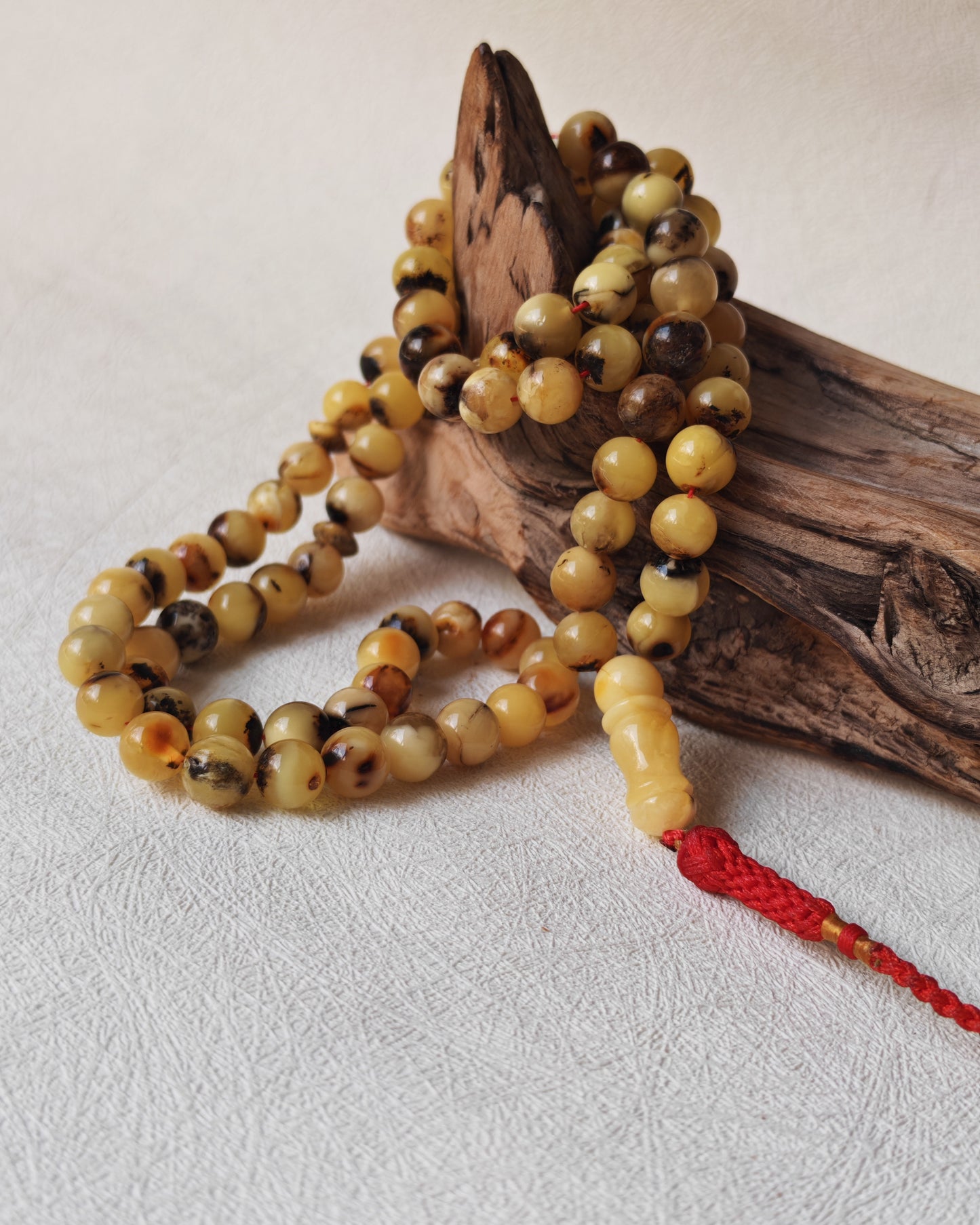Oreo| Marble Pattern Natural Amber Rosary – 99 Beads | Multicolor Baltic Amber
