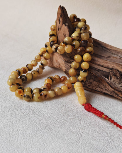 Oreo| Marble Pattern Natural Amber Rosary – 99 Beads | Multicolor Baltic Amber
