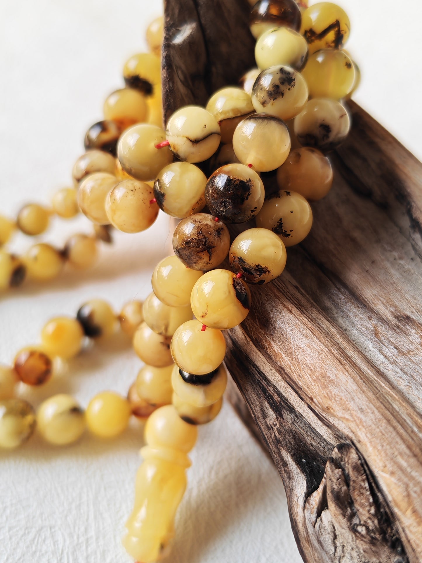 Oreo| Marble Pattern Natural Amber Rosary – 99 Beads | Multicolor Baltic Amber