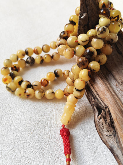 Oreo| Marble Pattern Natural Amber Rosary – 99 Beads | Multicolor Baltic Amber