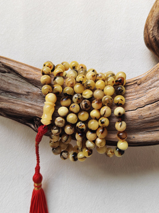 Oreo| Marble Pattern Natural Amber Rosary – 99 Beads | Multicolor Baltic Amber