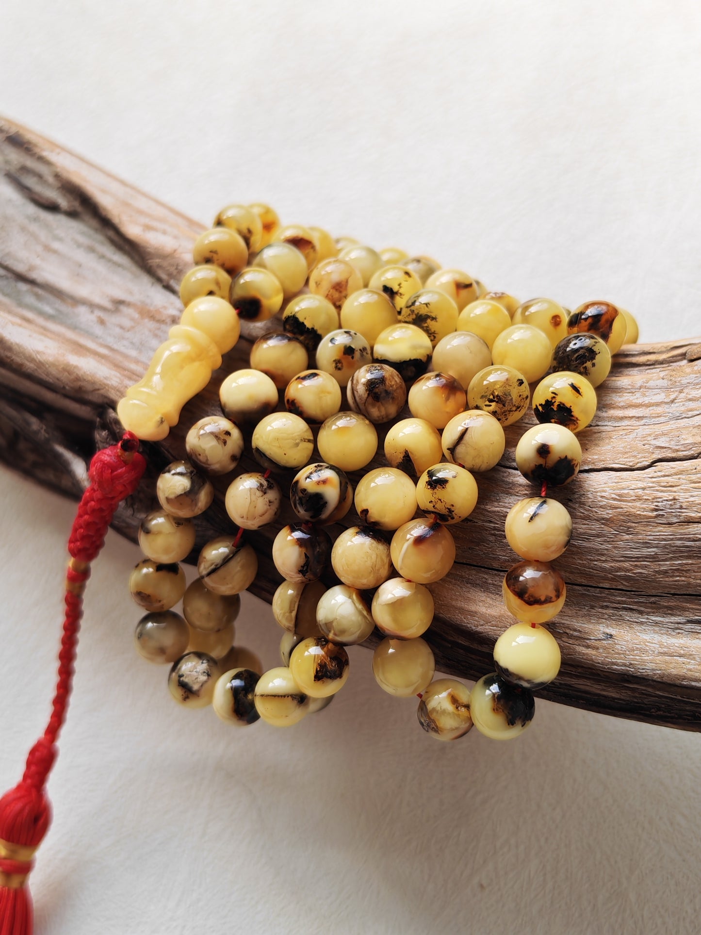 Oreo| Marble Pattern Natural Amber Rosary – 99 Beads | Multicolor Baltic Amber