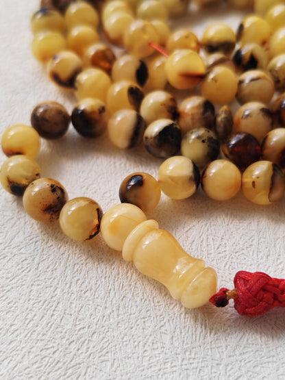 Oreo| Marble Pattern Natural Amber Rosary – 99 Beads | Multicolor Baltic Amber