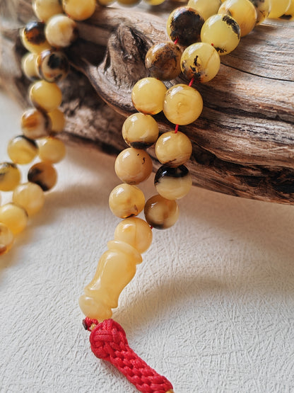 Oreo| Marble Pattern Natural Amber Rosary – 99 Beads | Multicolor Baltic Amber