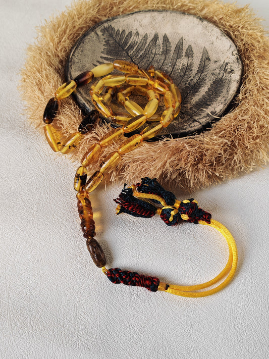 Multicolor Baltic Amber Tasbih – 40 Beads + 1 | Capsule Shape