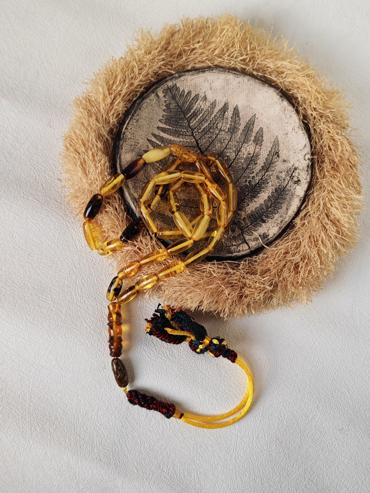 Multicolor Baltic Amber Tasbih – 40 Beads + 1 | Capsule Shape