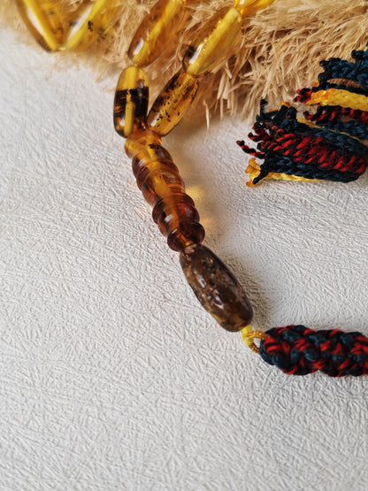 Multicolor Baltic Amber Tasbih – 40 Beads + 1 | Capsule Shape