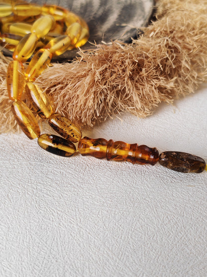 Multicolor Baltic Amber Tasbih – 40 Beads + 1 | Capsule Shape