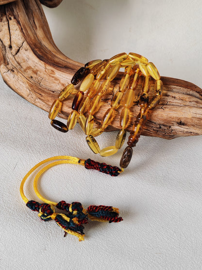 Multicolor Baltic Amber Tasbih – 40 Beads + 1 | Capsule Shape