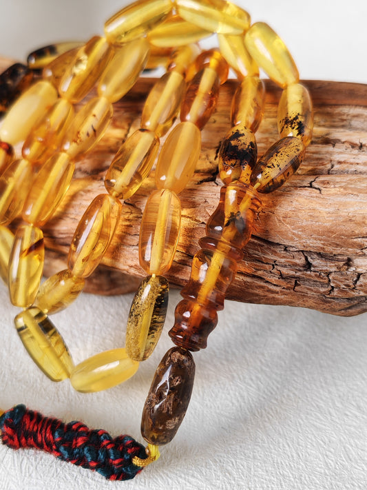 Multicolor Baltic Amber Tasbih – 40 Beads + 1 | Capsule Shape