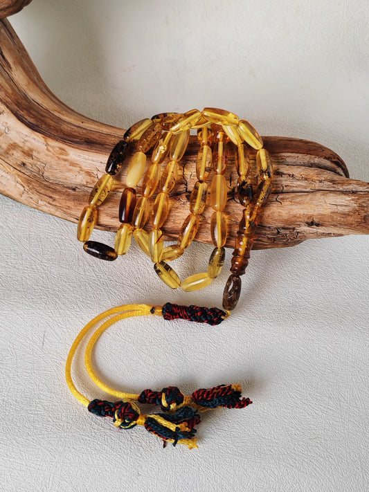 Multicolor Baltic Amber Tasbih – 40 Beads + 1 | Capsule Shape
