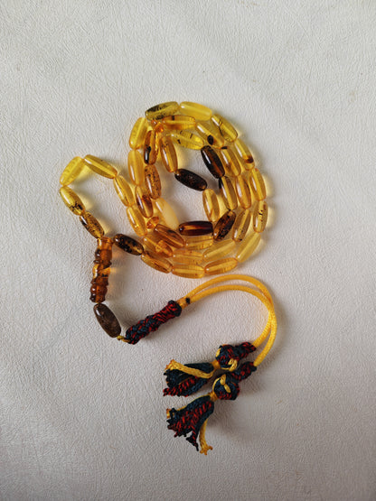 Multicolor Baltic Amber Tasbih – 40 Beads + 1 | Capsule Shape